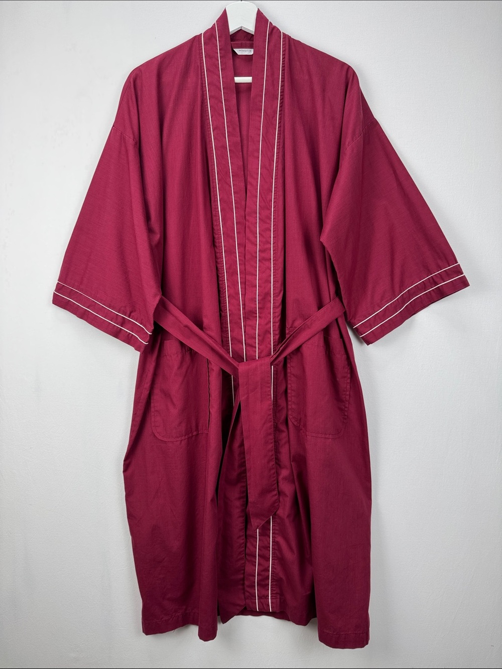 Christian Dior Monsieur Vintage Robe Burgundy One Size Belted Lounge Robe